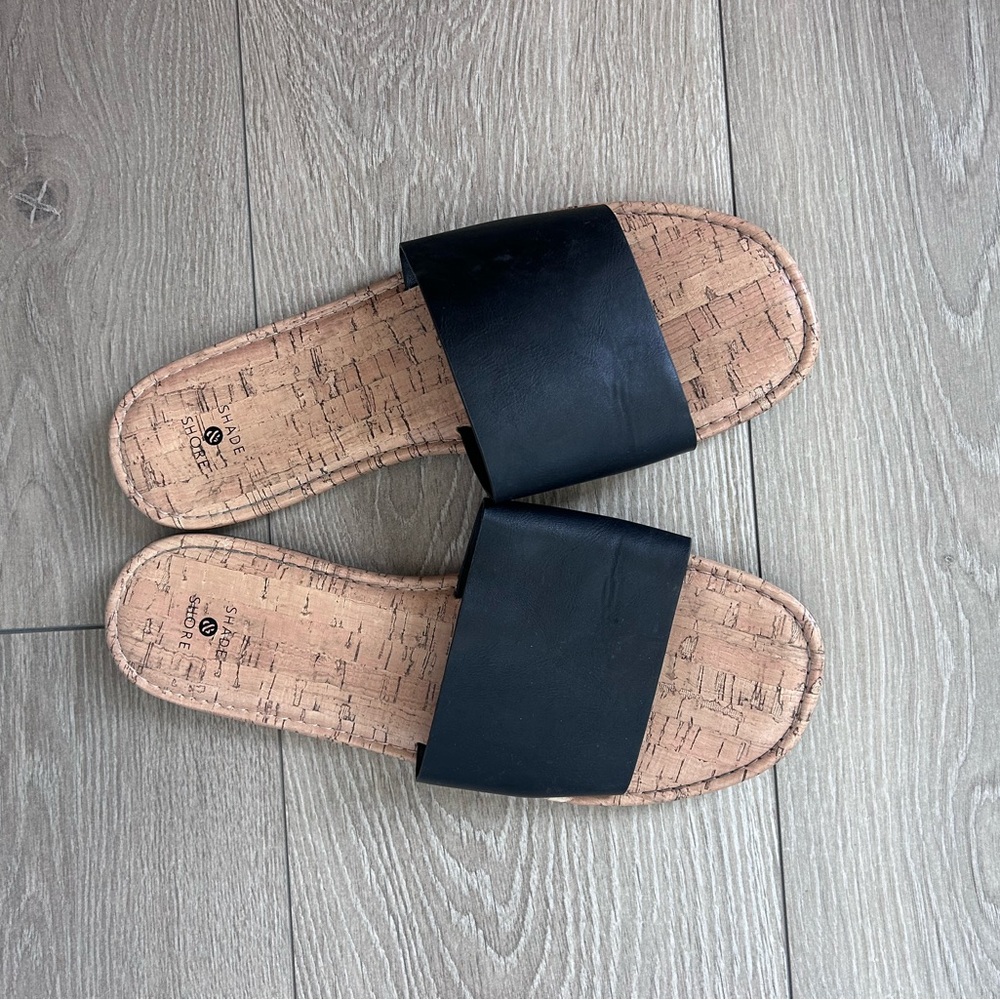 Shade & Shore Black Cork-Style Slide Sandals for Women